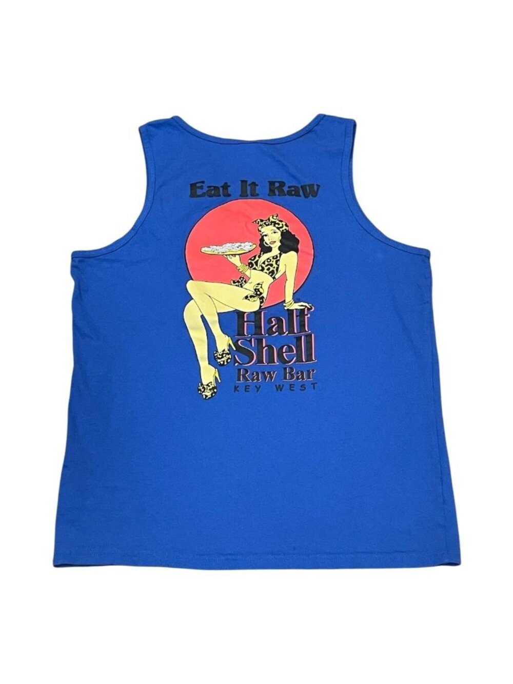Men's Tank Top Size LARGE Eat it Raw Half Shell Raw Bar Key West Florida
